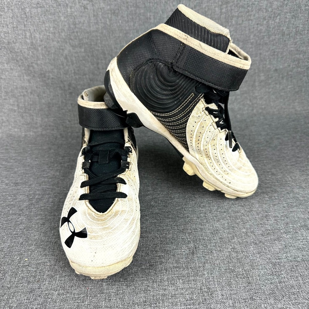 Under Armour Harper 4 Mid‎ RM Kids US 2.5Y White Black Lace Up Baseball Cleats